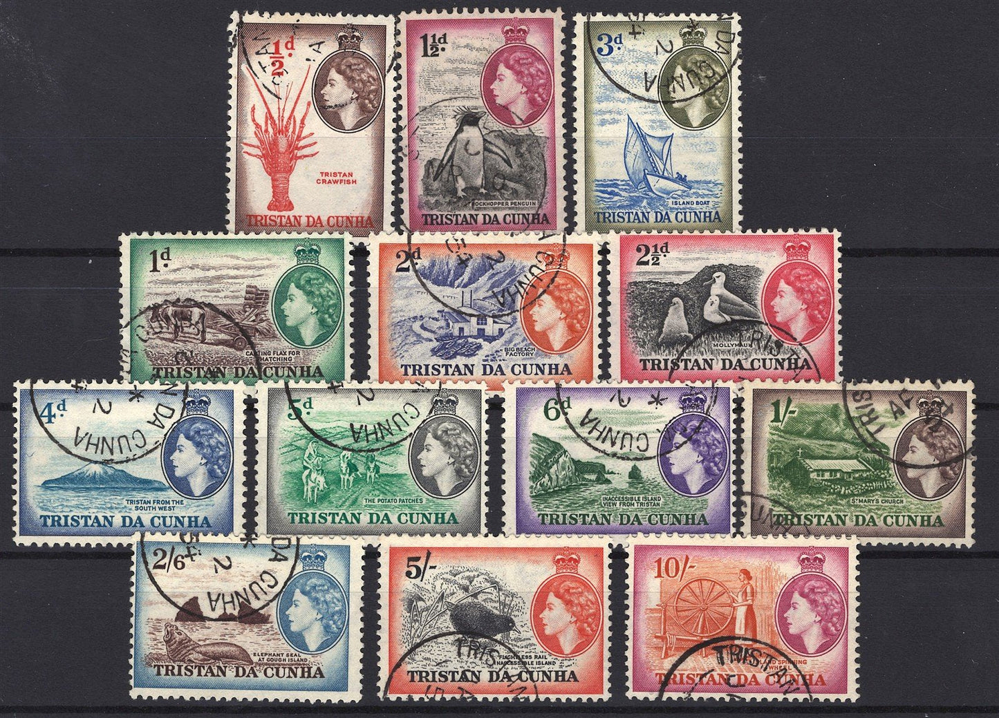 Tristan da Cunha 14//27 (missing #23) Used VF definitives ZAYIX STAMP 0525S0052