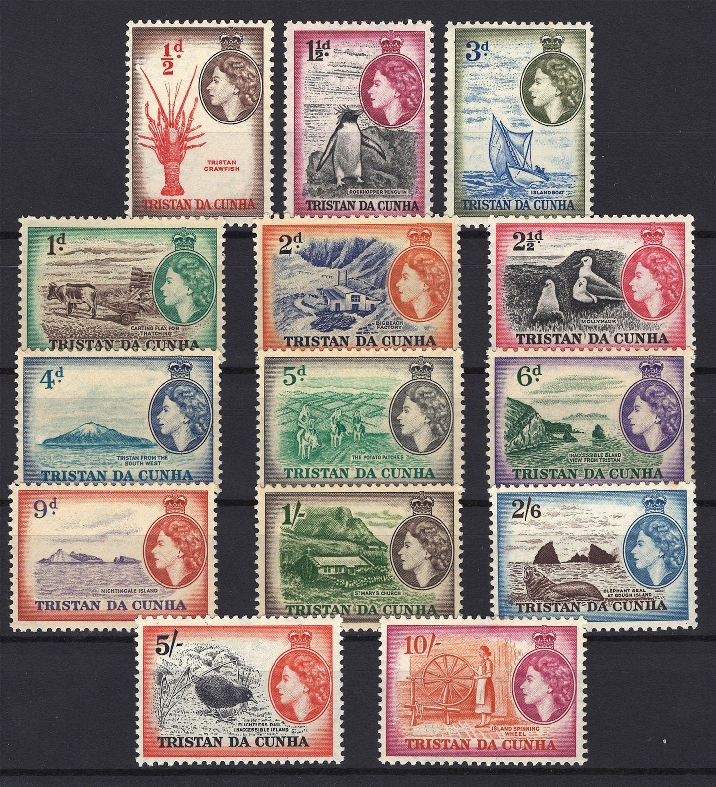 Tristan da Cunha 14-27 MLH VF definitive set ZAYIX STAMP 0525S0053