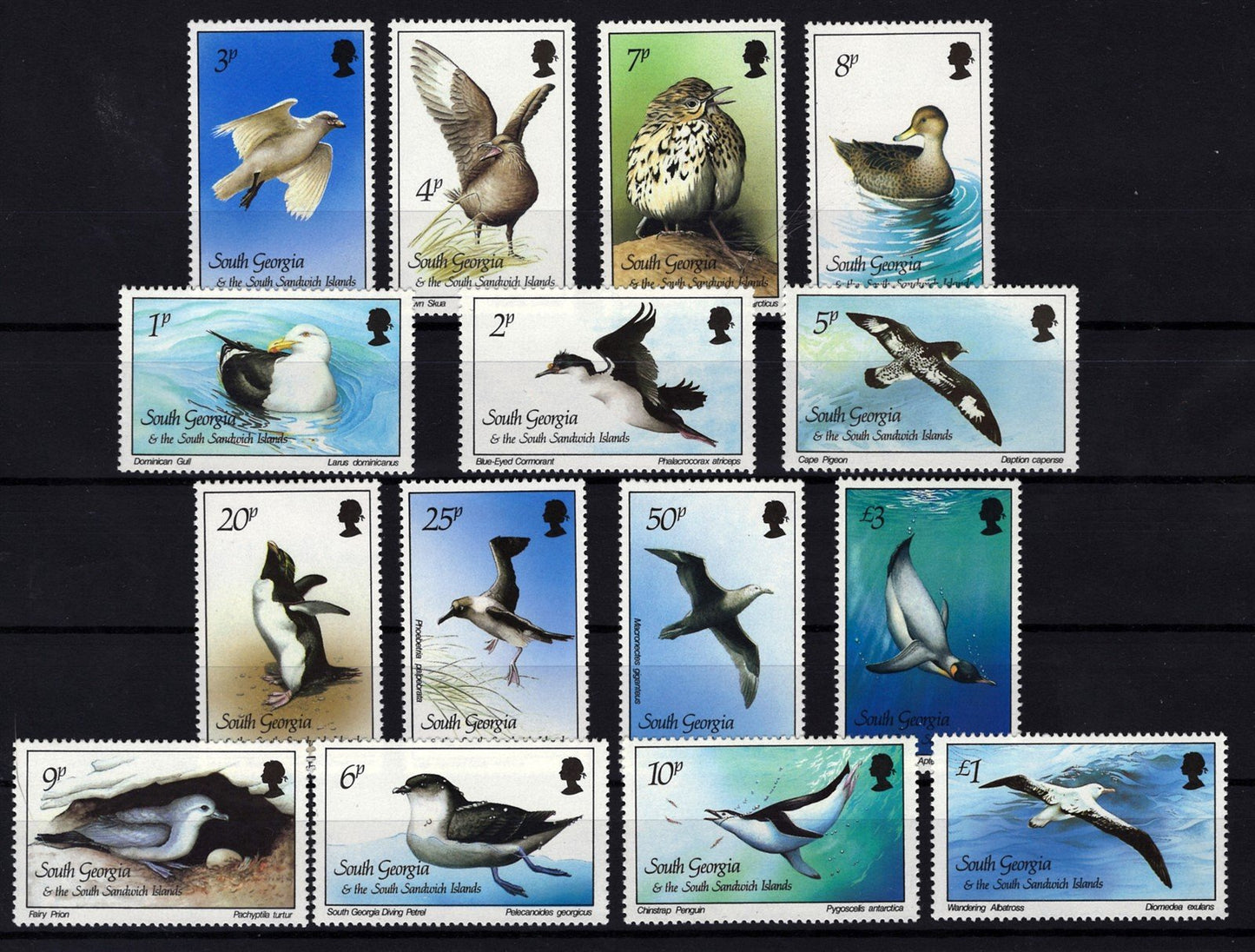 South Georgia 109-123 MNH VF Birds Definitive Set ZAYIX STAMP 0525S0063
