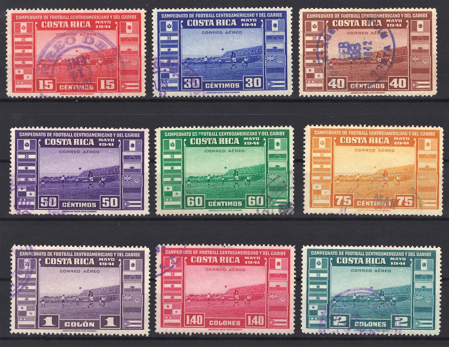 Costa Rica C57-C65 Used XF Soccer Championships ZAYIX STAMP 0525S0065