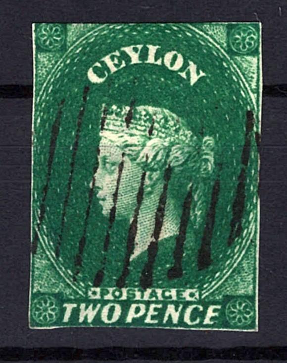 Ceylon 4 Used VF 2p deep green Victoria ZAYIX STAMP 0525S0082