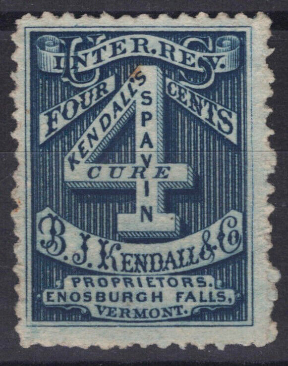US Revenue Stamps Medicine RS154d sound, BJ Kendall & Co ZAYIX 0824MAR124