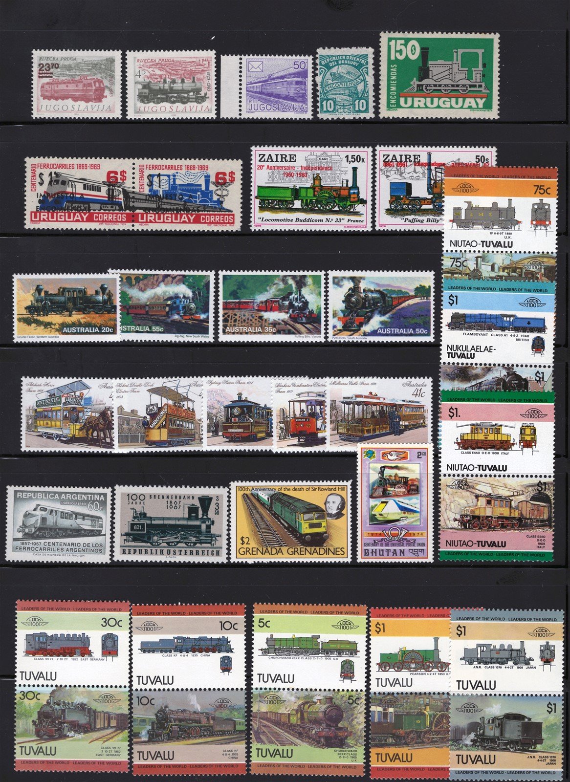 Trains & Railroad Mint & Used Topical Stamp Collection 7 Pages ZAYIX 0525L0022