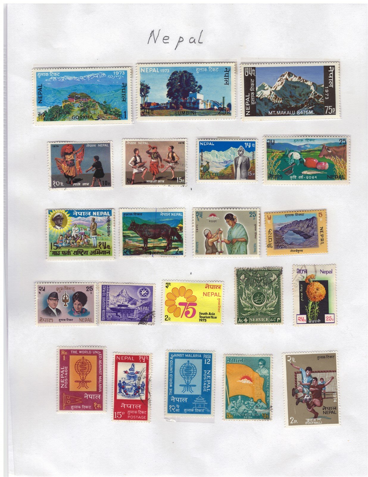 Nepal Small Mint & Used Stamp Collection 2Pages ZAYIX 0525L0026