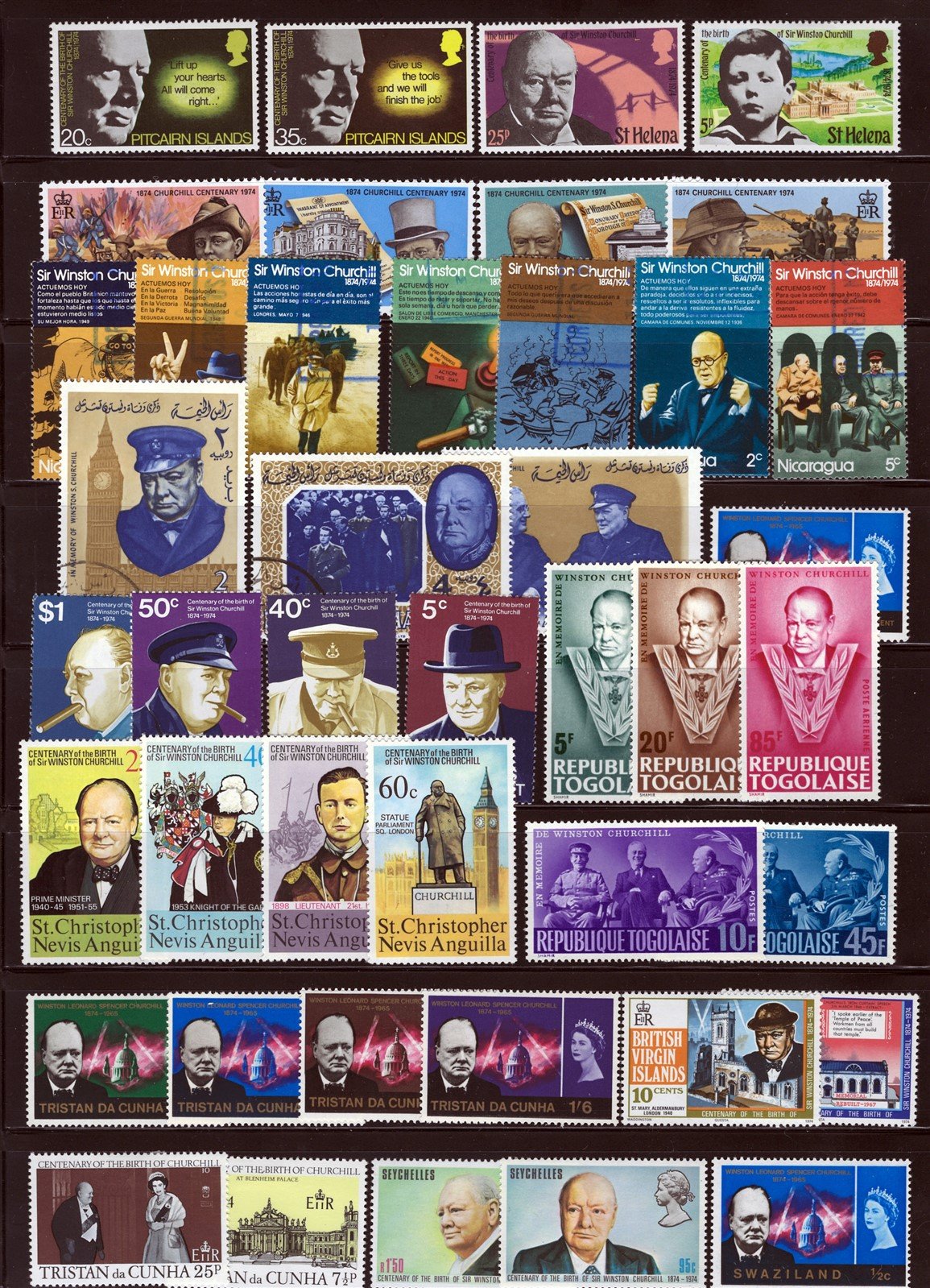 Winston Churchill Mint & Used Topical Stamp Collection ZAYIX 0525L0036