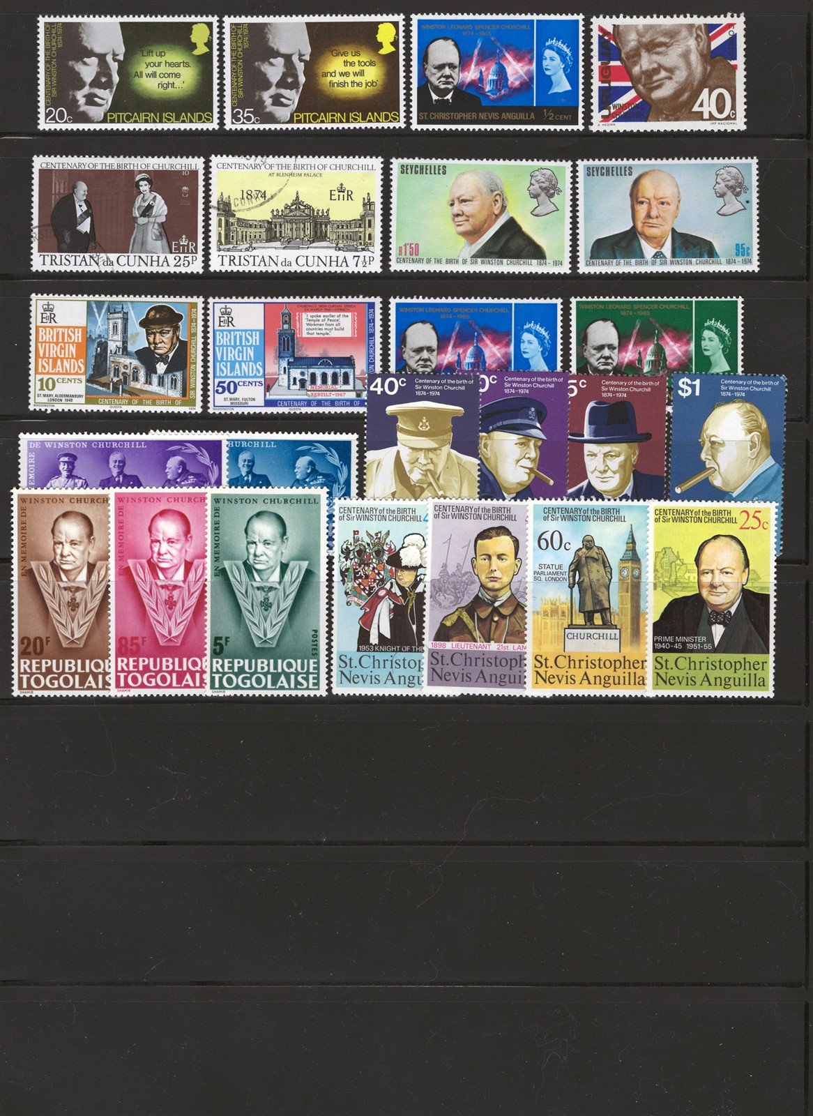 Winston Churchill Mint & Used Topical Stamp Collection 2 pages ZAYIX 0525L0037