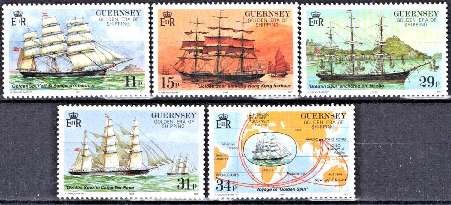ZAYIX Great Britain Guernsey 367-371 MNH Ships Transportation 122121S30M