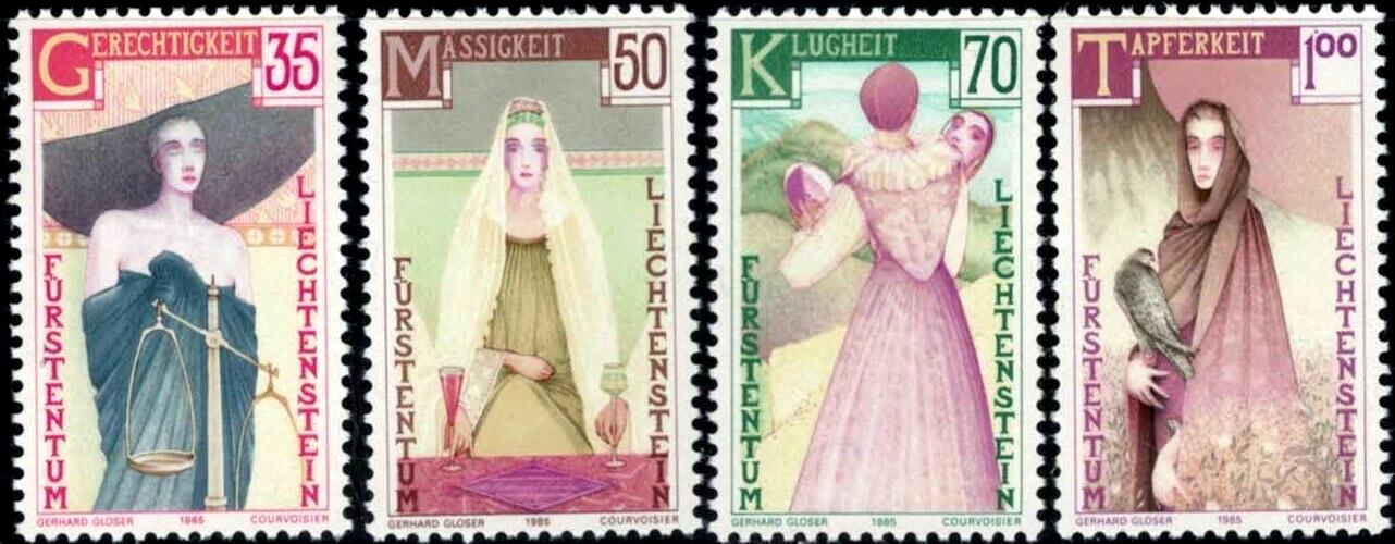 ZAYIX Liechtenstein 809-812 MNH Allegorical Images Cardinal Virtues 031622-S20