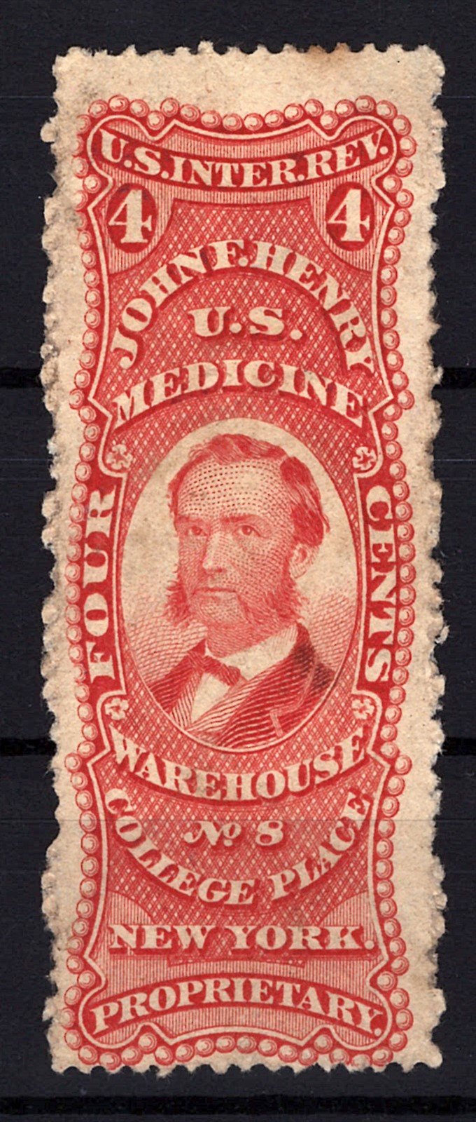 US Revenue Medicine RS116a FVF John F. Henry old paper ZAYIX 0625S0293