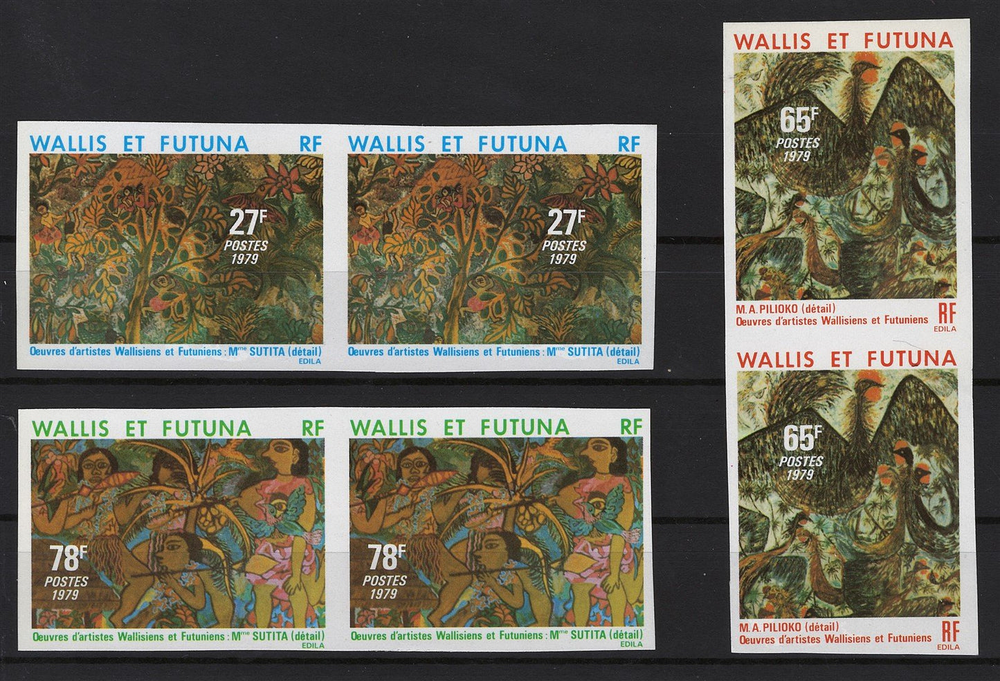 Wallis & Futuna 242-244 MNH imperf pairs Paintings ZAYIX STAMPS 0625S0311