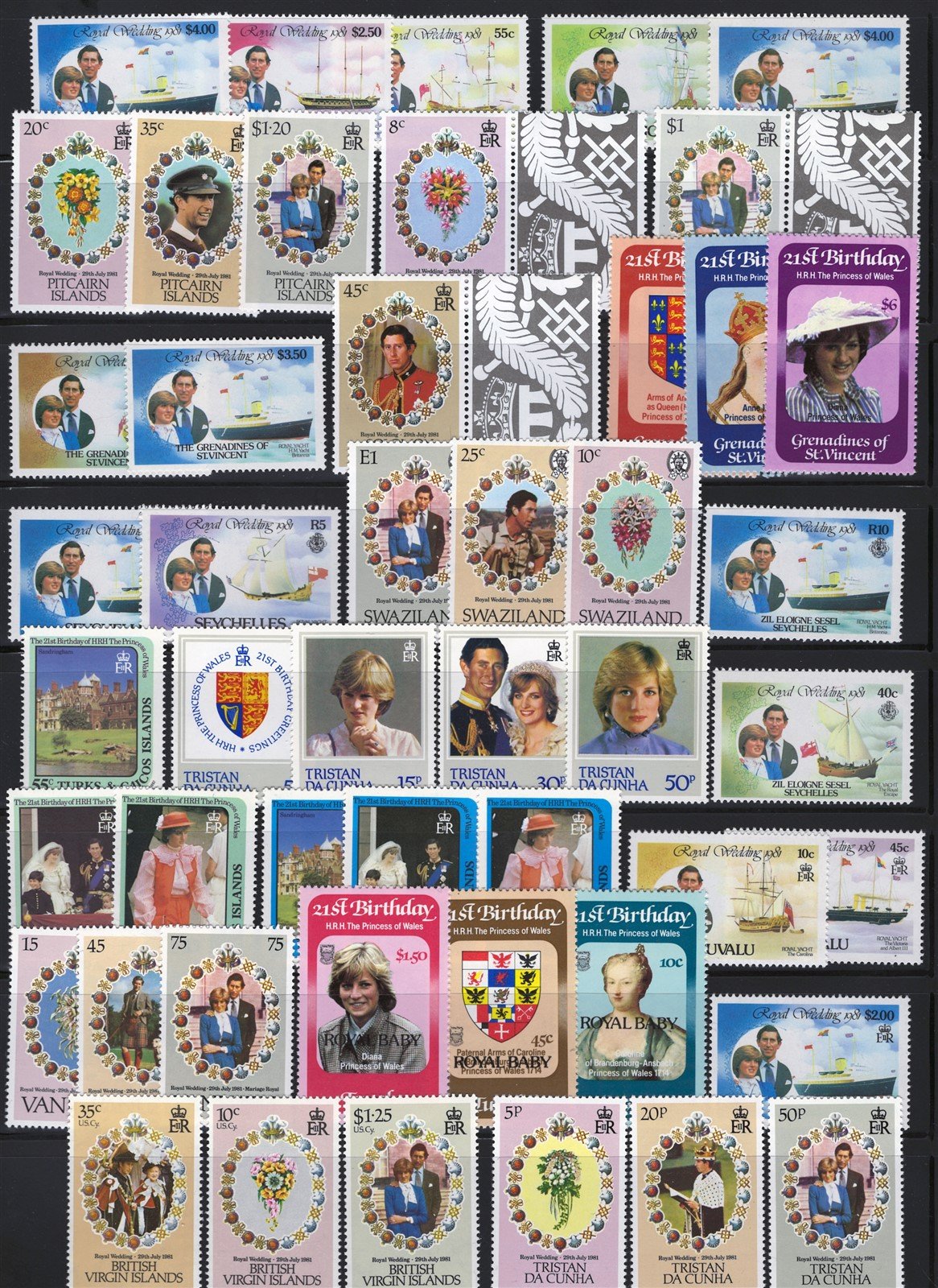 British Royals, Princess Diana MNH Stamp Collection on 6 Pages ZAYIX 0625L0011