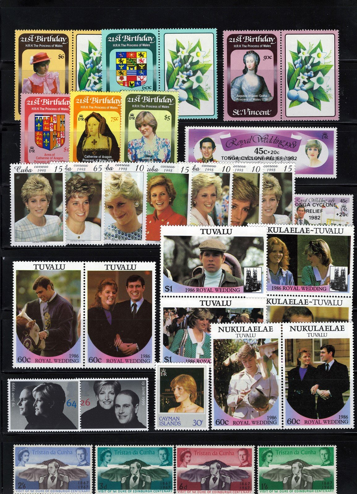 British Royals, Princess Diana MNH Stamp Collection on 6 Pages ZAYIX 0625L0011