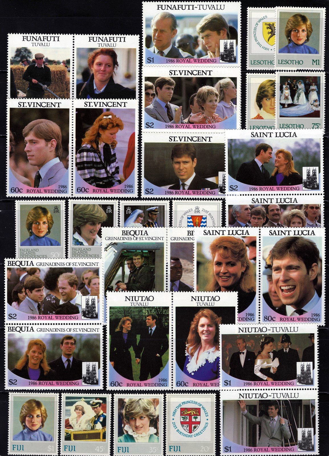 British Royals, Princess Diana MNH Stamp Collection on 6 Pages ZAYIX 0625L0011