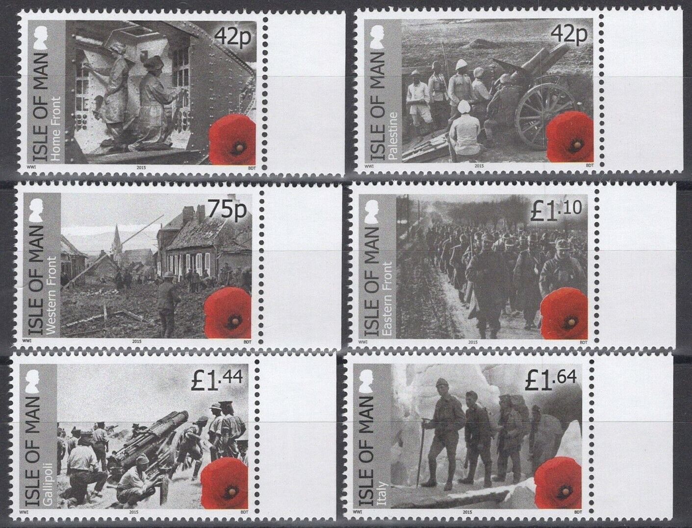 ZAYIX Great Britain - Isle of Man 1698-1703 MNH WWI Photographs Soldiers Poppies