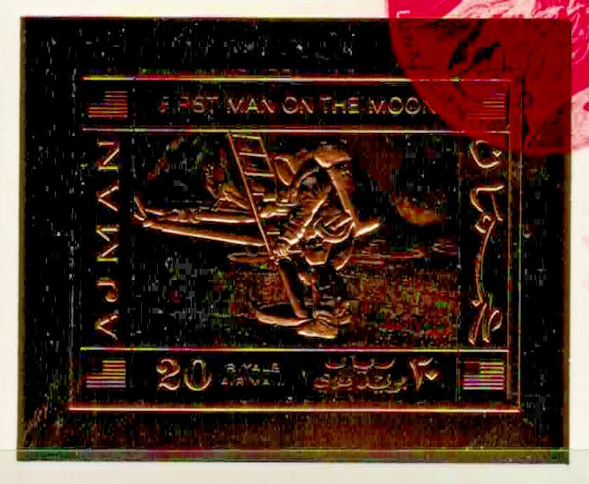 ZAYIX Ajman Block 187 MNH Gold Foil Overprint Space Apollo XIII 080323SM21M
