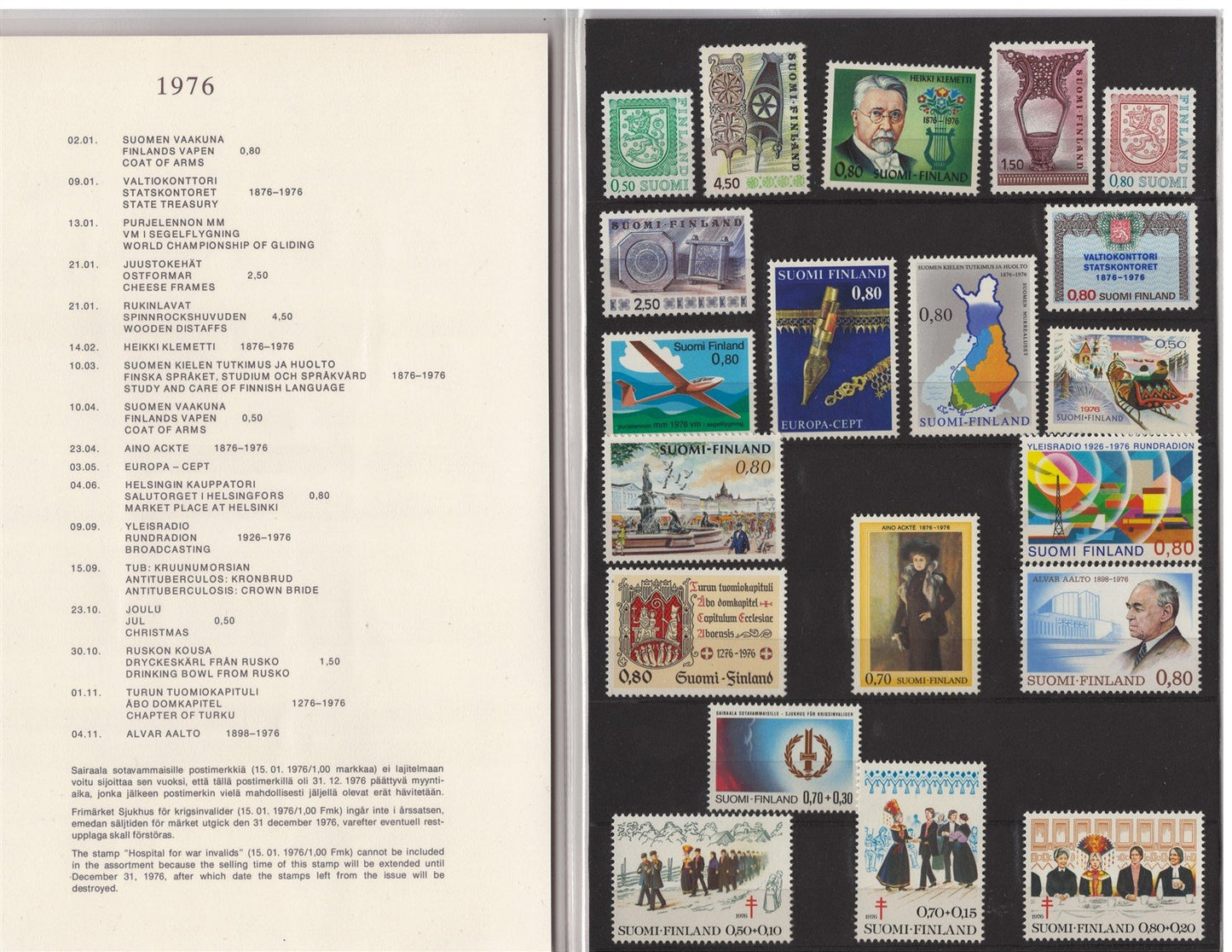 Finland 1976 Year Pack Official Year Set MNH Complete ZAYIX STAMPS 0625L0018