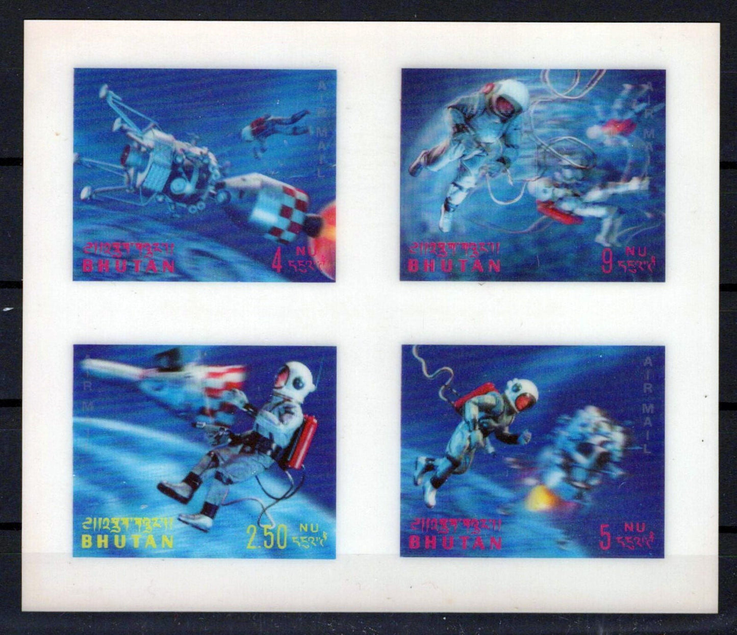 Bhutan 91-91K, 91Cm-91Ko MH 3-Dimensional Space Astronauts ZAYIX 0624M0070