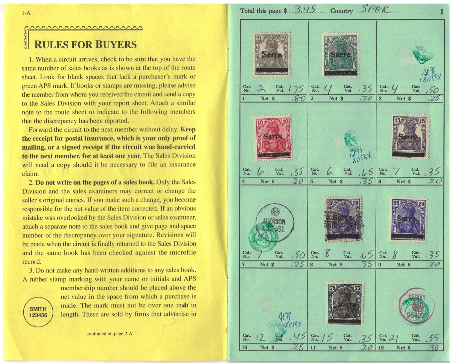 Saar Super Mint-Used Collection in Retired APS Circuit Book ZAYIX 0625L1097