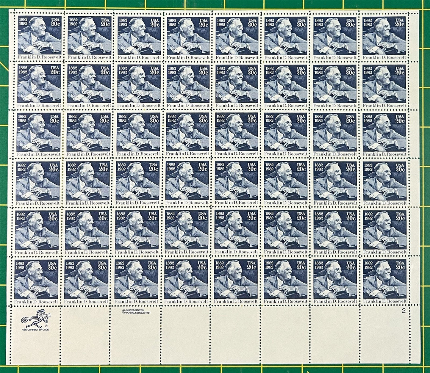 US 1950 MNH Sheet 20c President Franklin D Roosevelt FDR ZAYIX STAMPS 0725L1248