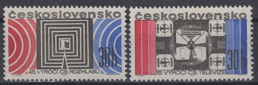 Czechoslovakia 1529-1530 MNH Communications Radio & Waves ZAYIX STAMPS 0425S0206