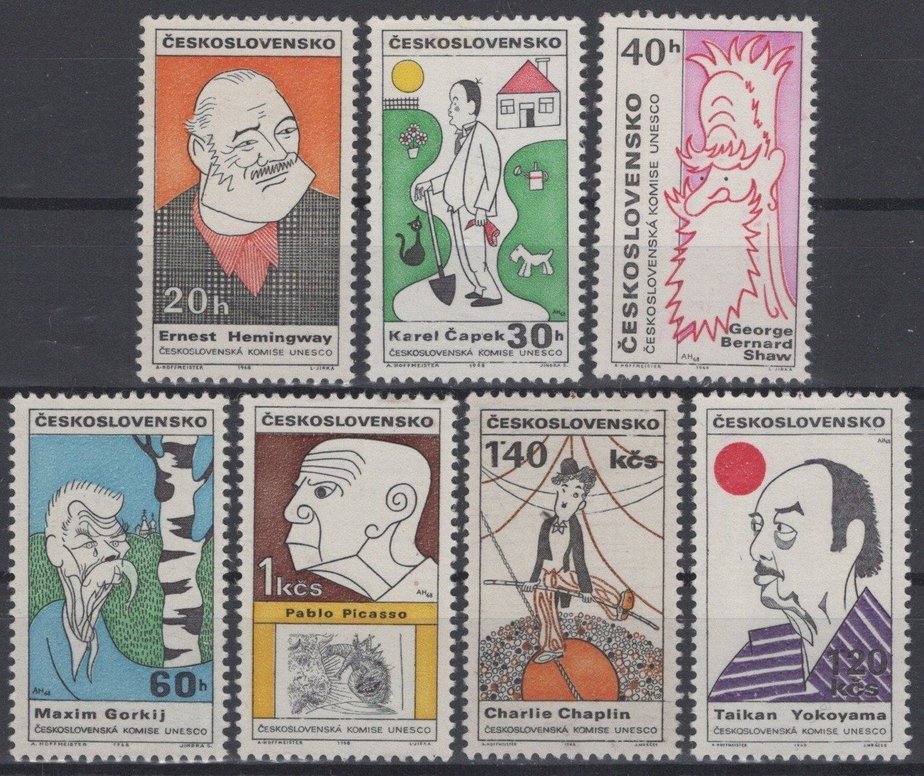 Czechoslovakia 1582-1588 MNH Hemingway Picasso Chaplin ZAYIX STAMPS 0425S0221