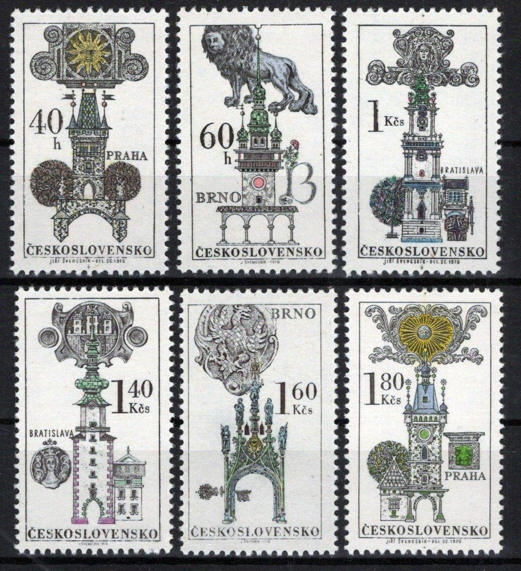 Czechoslovakia 1698-1703 MNH Town Hall Towers Architecture ZAYIX 0425S0250