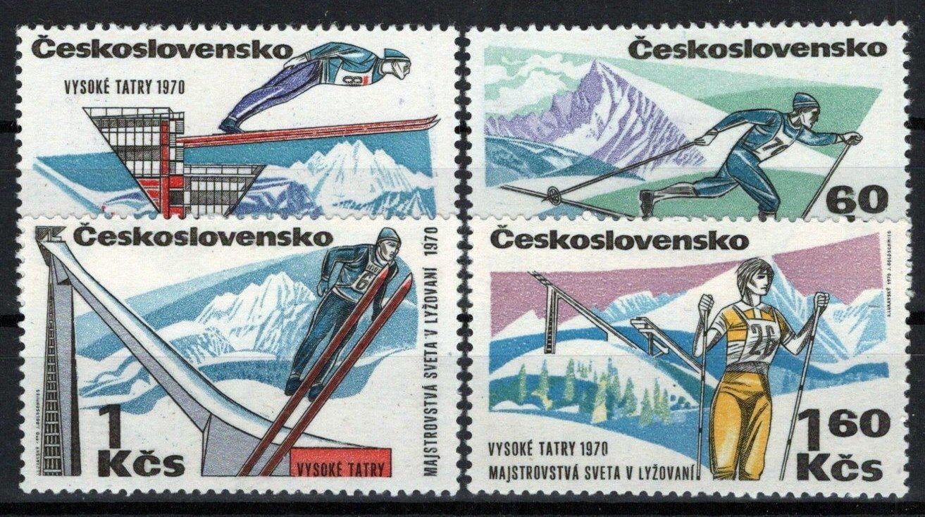 Czechoslovakia 1664-1667 MNH Sports Games Skier ZAYIX STAMPS 0425S0241