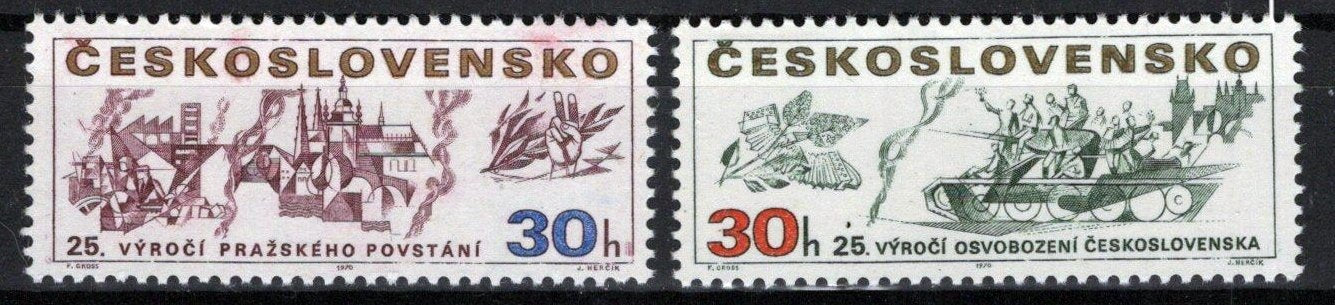 Czechoslovakia 1687-1688 MNH Military War Russian Tank ZAYIX STAMPS 0425S0246