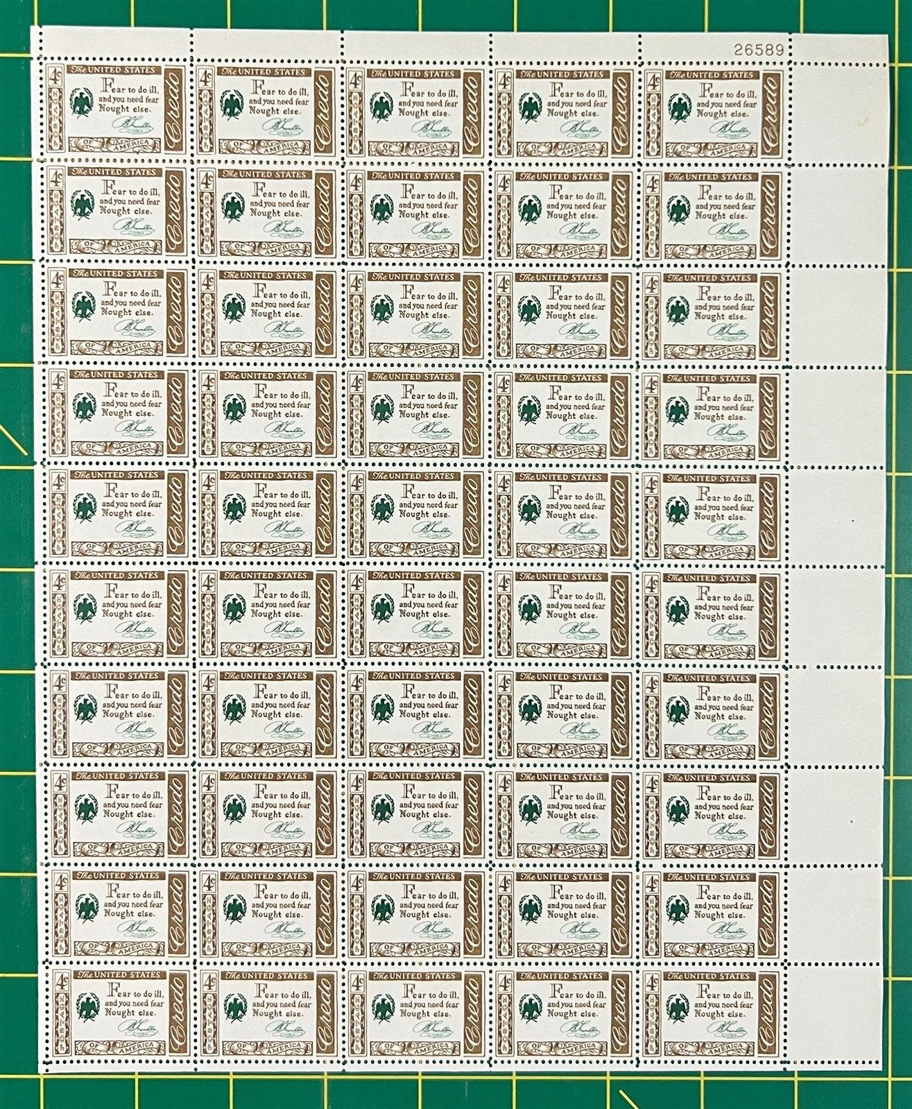 US 1140 MNH Sheet 4c Benjamin Franklin American Credo ZAYIX STAMPS 0725L1422