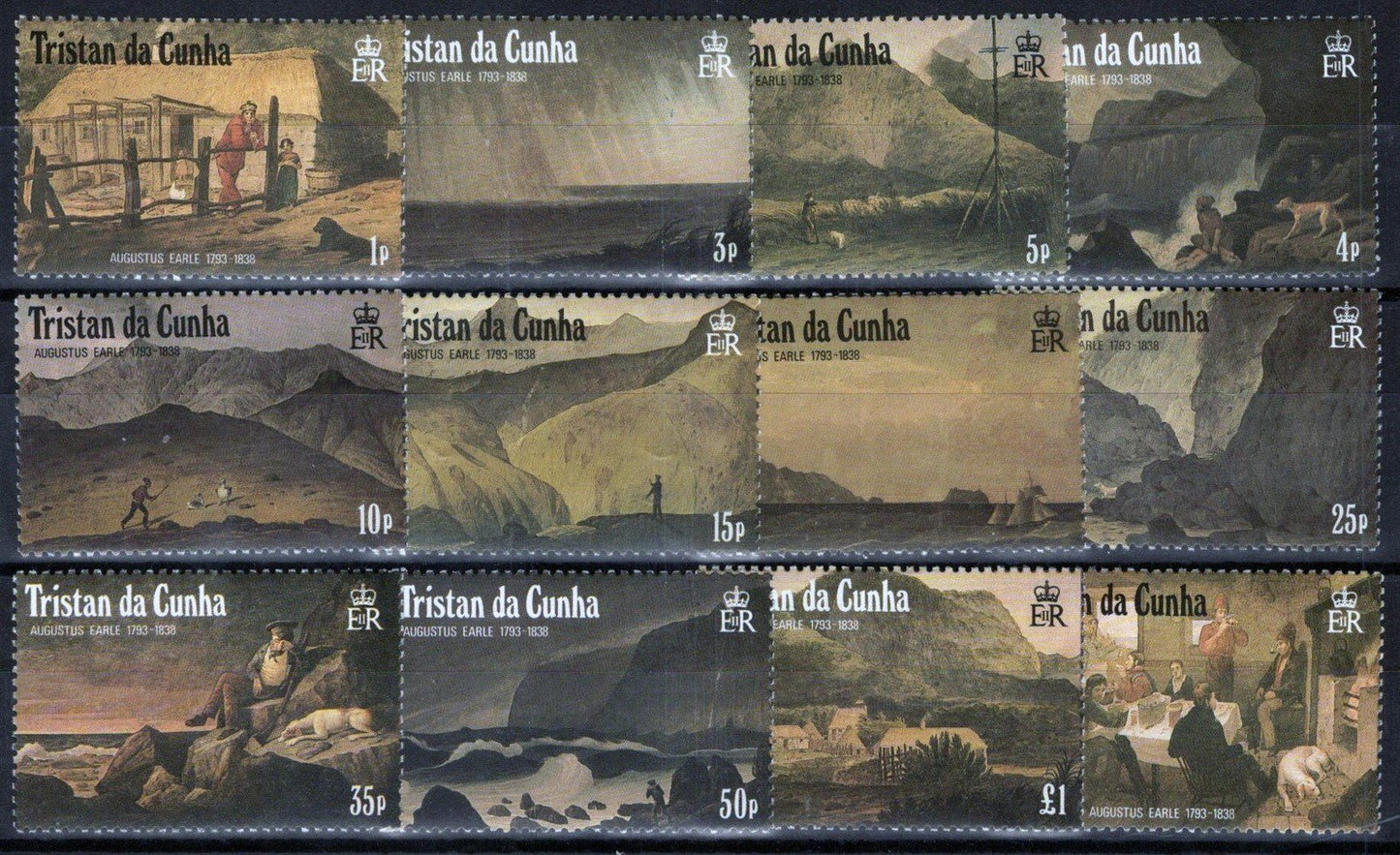 Tristan da Cunha 443-454 MNH Paintings Artist Augustus Earle ZAYIX 111022S88
