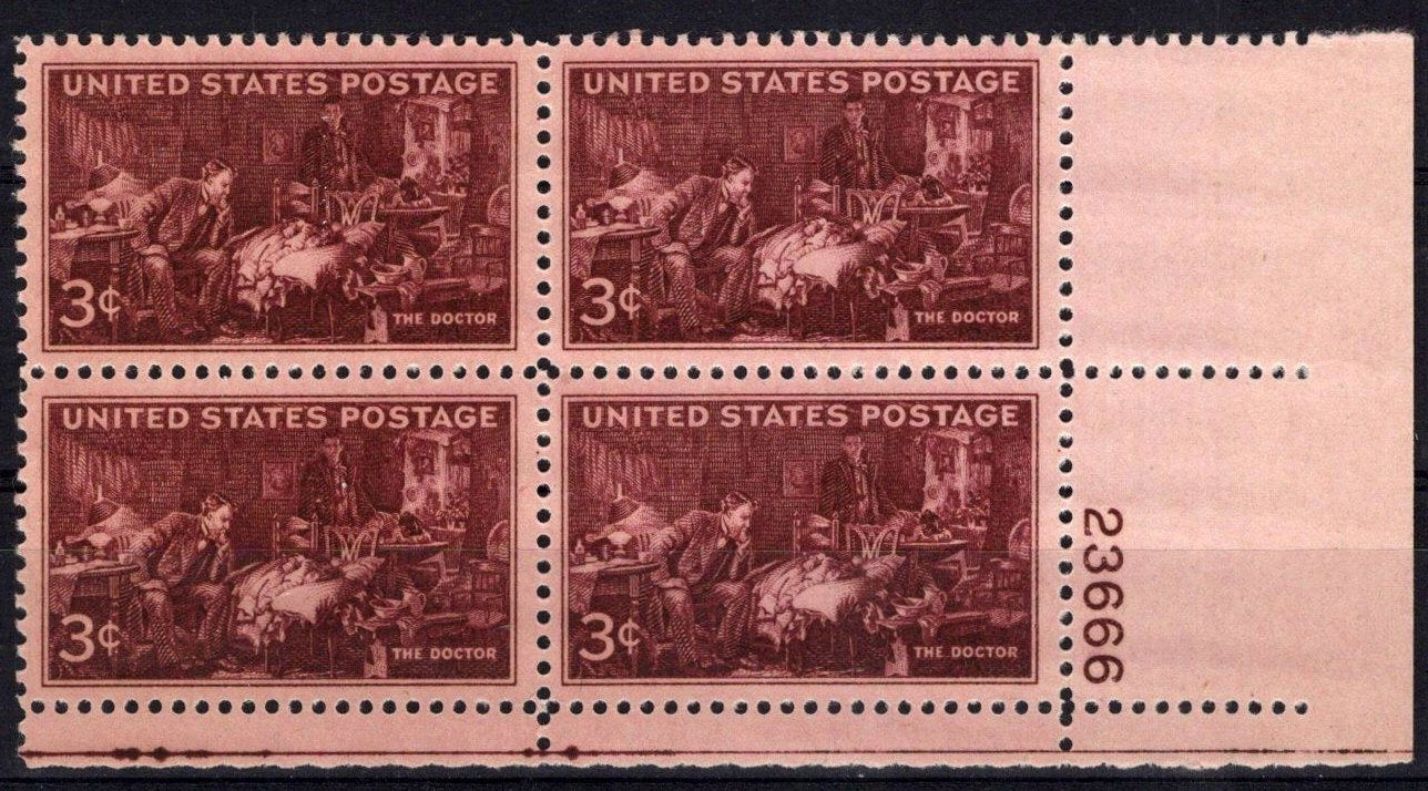 United States 949 MNH Plate Block Doctors Issue ZAYIX STAMPS 0725S1500