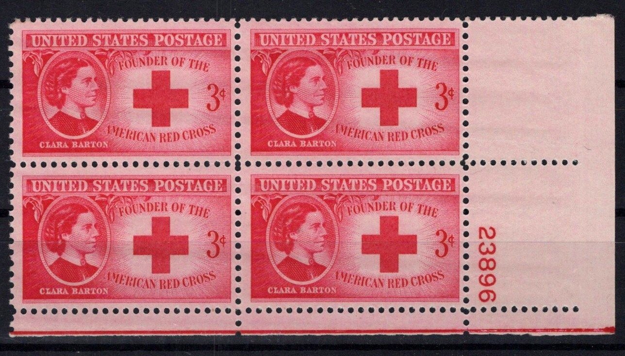 United States 967 MNH Plate Block Clara Barton ZAYIX STAMPS 0725S1518