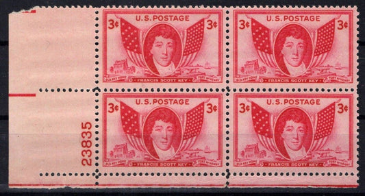 United States 962 MNH Plate Block Francis Scott Key ZAYIX STAMPS 0725S1513