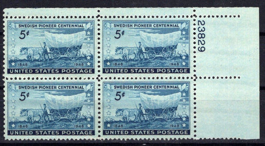 United States 958 MNH Plate Block Swedish Pioneer ZAYIX STAMPS 0725S1509