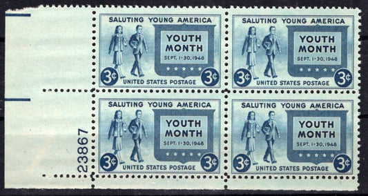 United States 963 MNH Plate Block Salute to Youth ZAYIX STAMPS 0725S1514