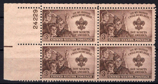 United States 995 MNH Plate Block Boy Scouts ZAYIX STAMPS 0725S1546