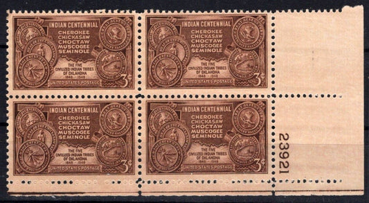United States 972 MNH Plate Block Indian Centennial Issue ZAYIX STAMPS 0725S1523
