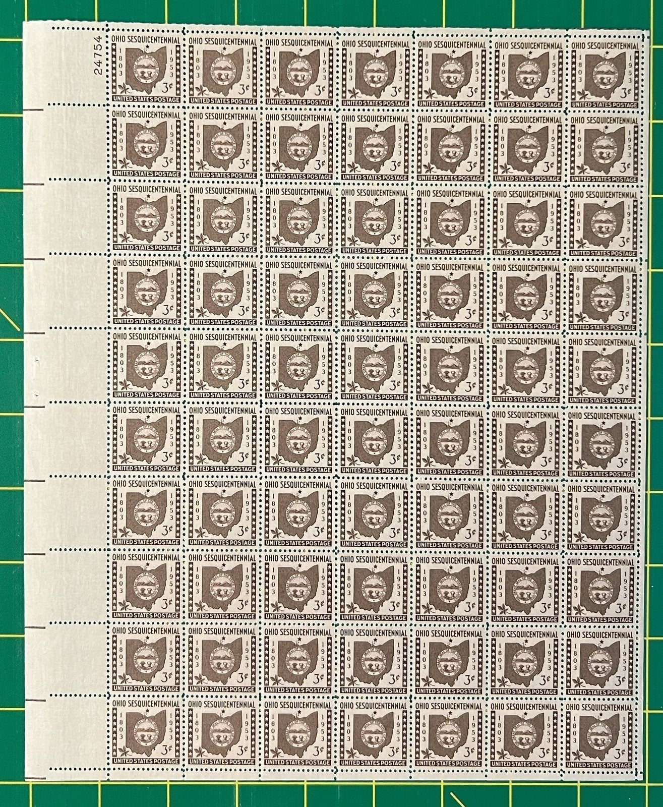 US 1018 MNH Sheet 3 Cent Ohio Statehood Maps ZAYIX 0825L1587