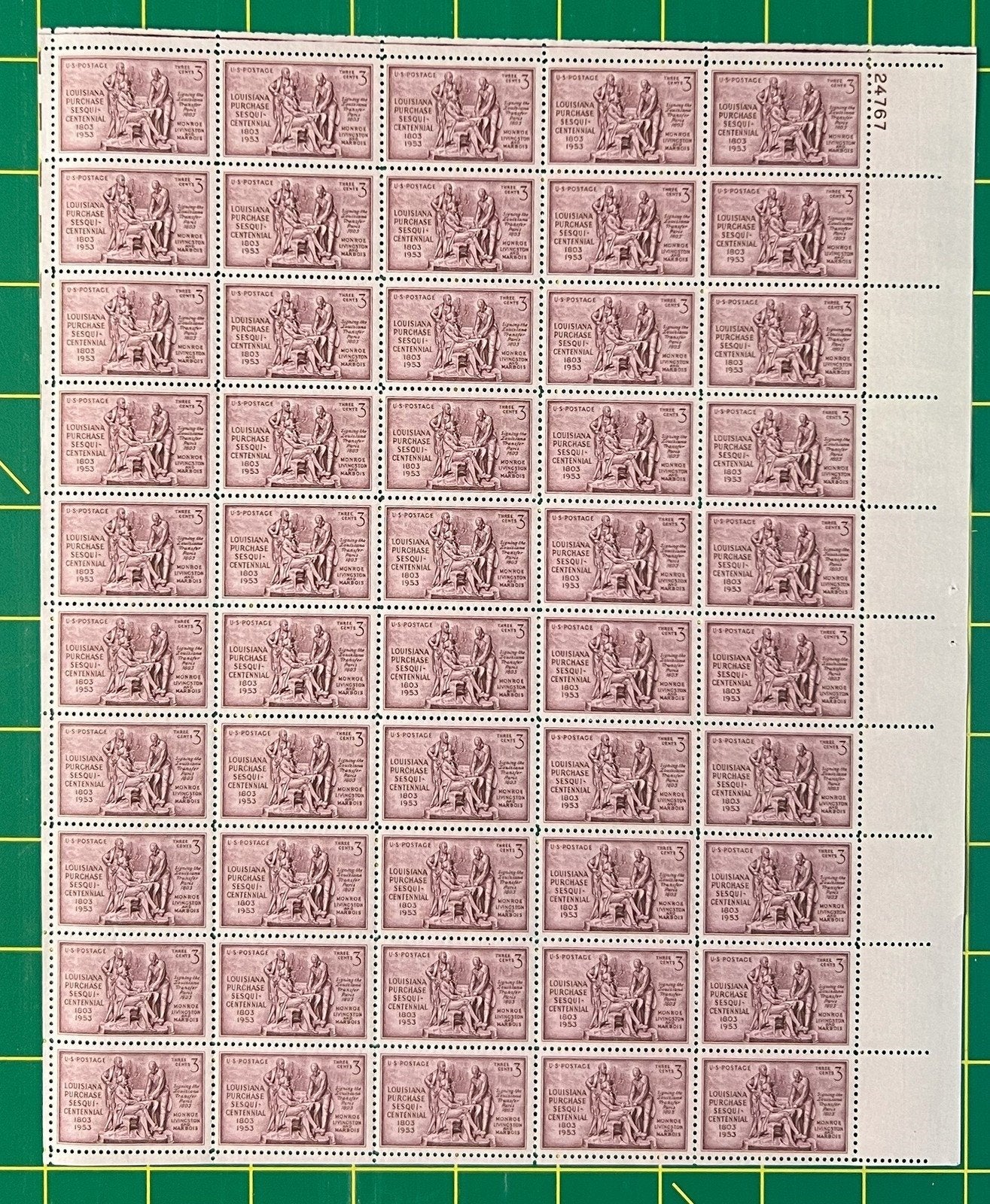 US 1020 MNH Sheet 3 Cent Louisiana Purchase ZAYIX 0825L1589