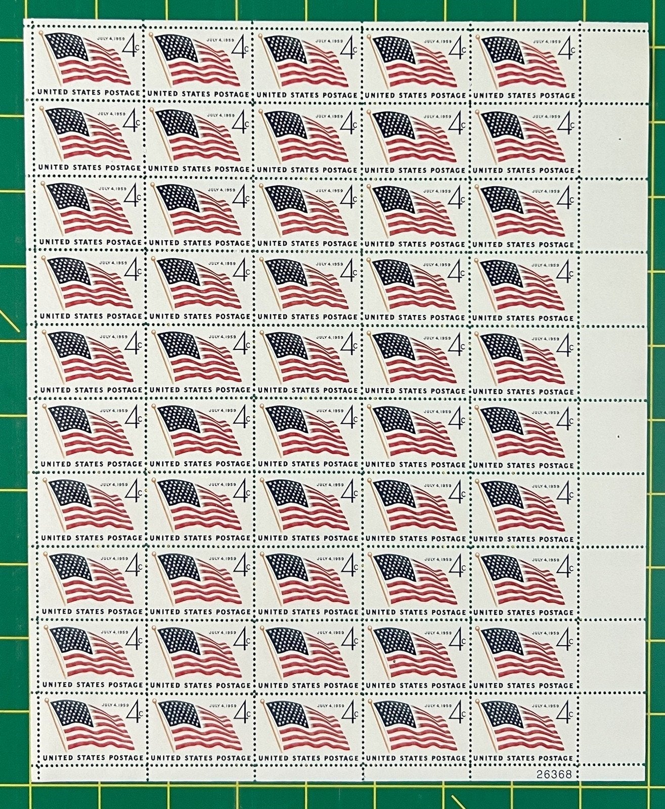 US 1132 MNH Sheet 4 Cent 49 Star Flag 1959 ZAYIX 0825L1604