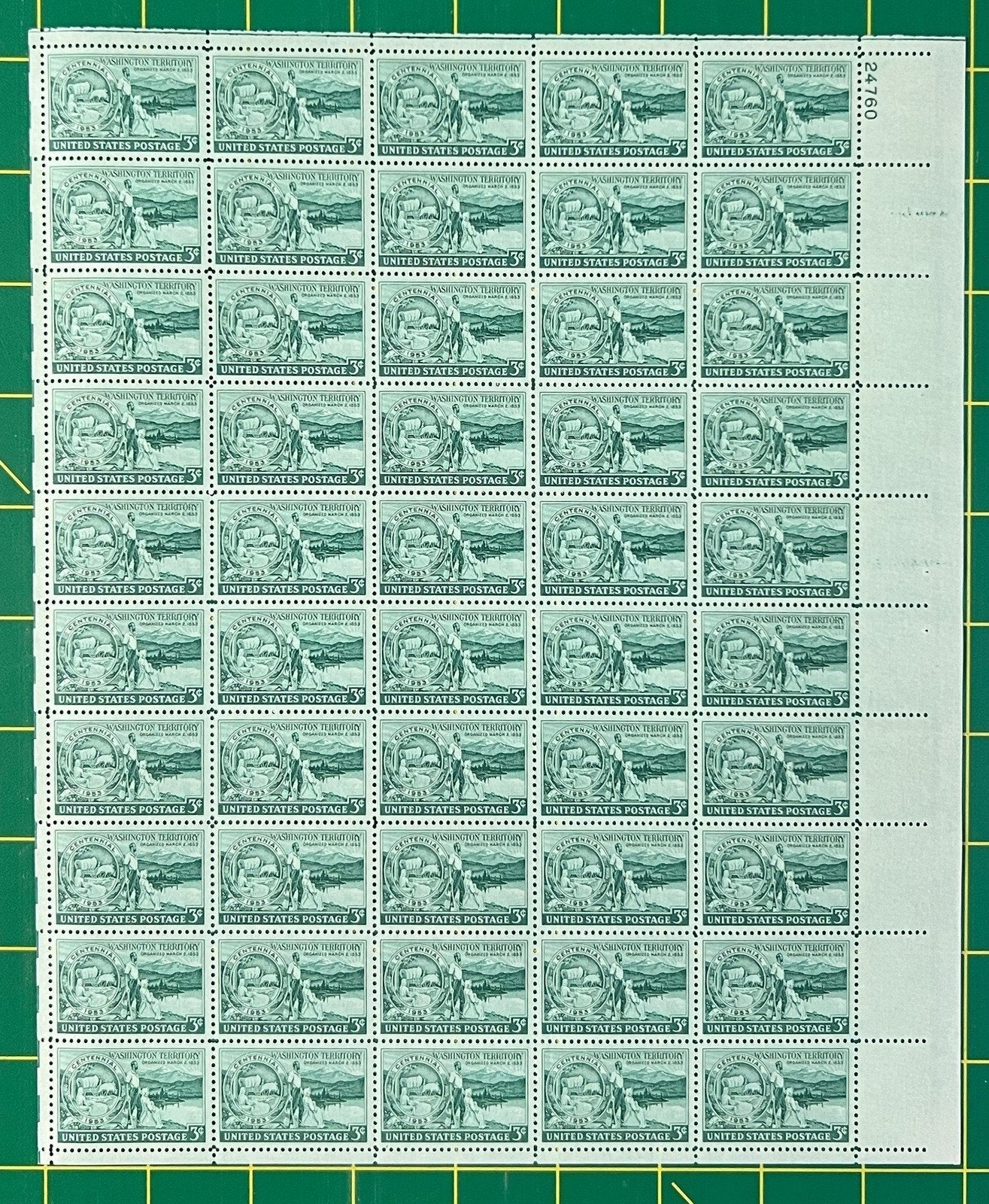 US 1019 MNH Sheet 3 Cent Washington Territory Cent. ZAYIX 0825L1588