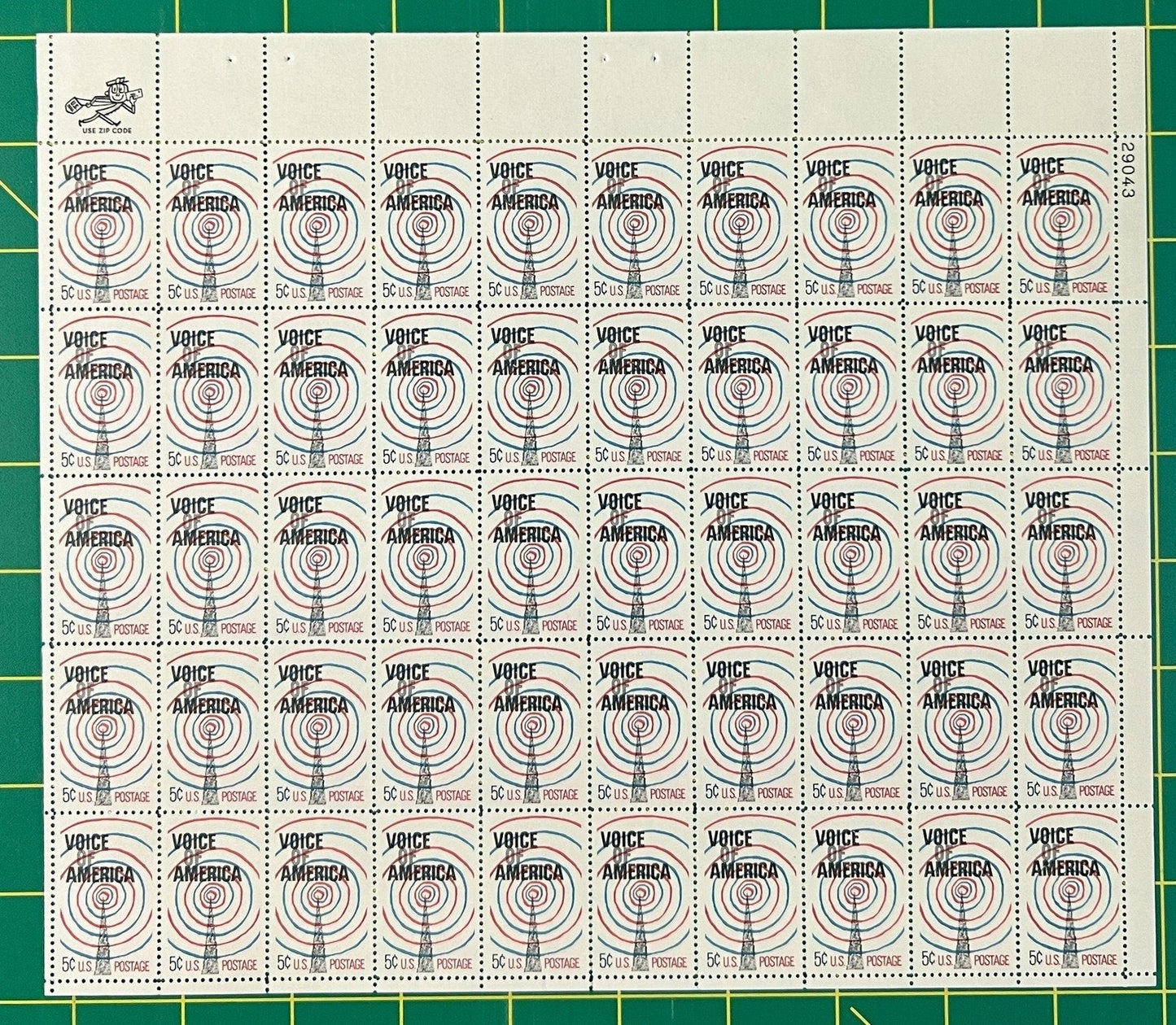 US 1329 MNH Sheet 5 Cent Voice of America ZAYIX 0825L1569