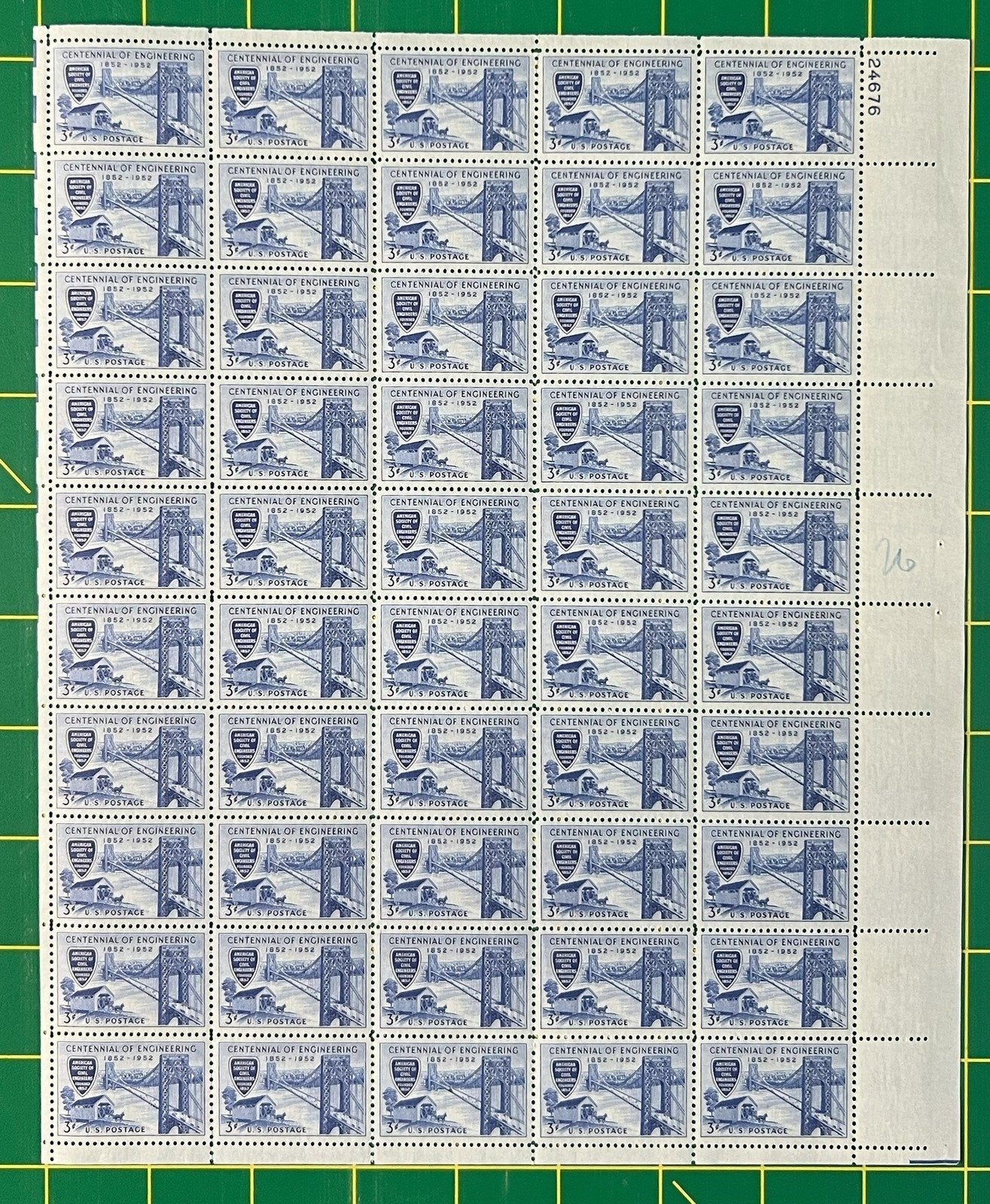 US 1012 MNH Sheet 3 Cent Civil Engineers Society ZAYIX 0825L1581