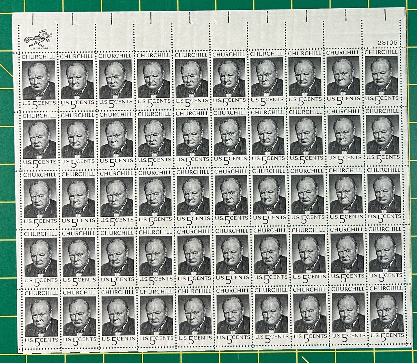US 1264 MNH Sheet 5 Cent Winston Churchill Memorial ZAYIX 0825L1558