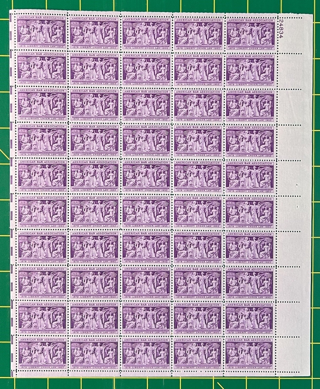 US 1022 MNH Sheet 3 Cent American Bar Association ZAYIX 0825L1591
