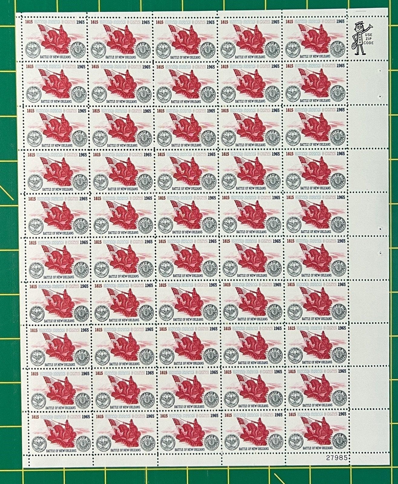 US 1261 MNH Sheet 5 Cent Battle of New Orleans ZAYIX 0825L1554