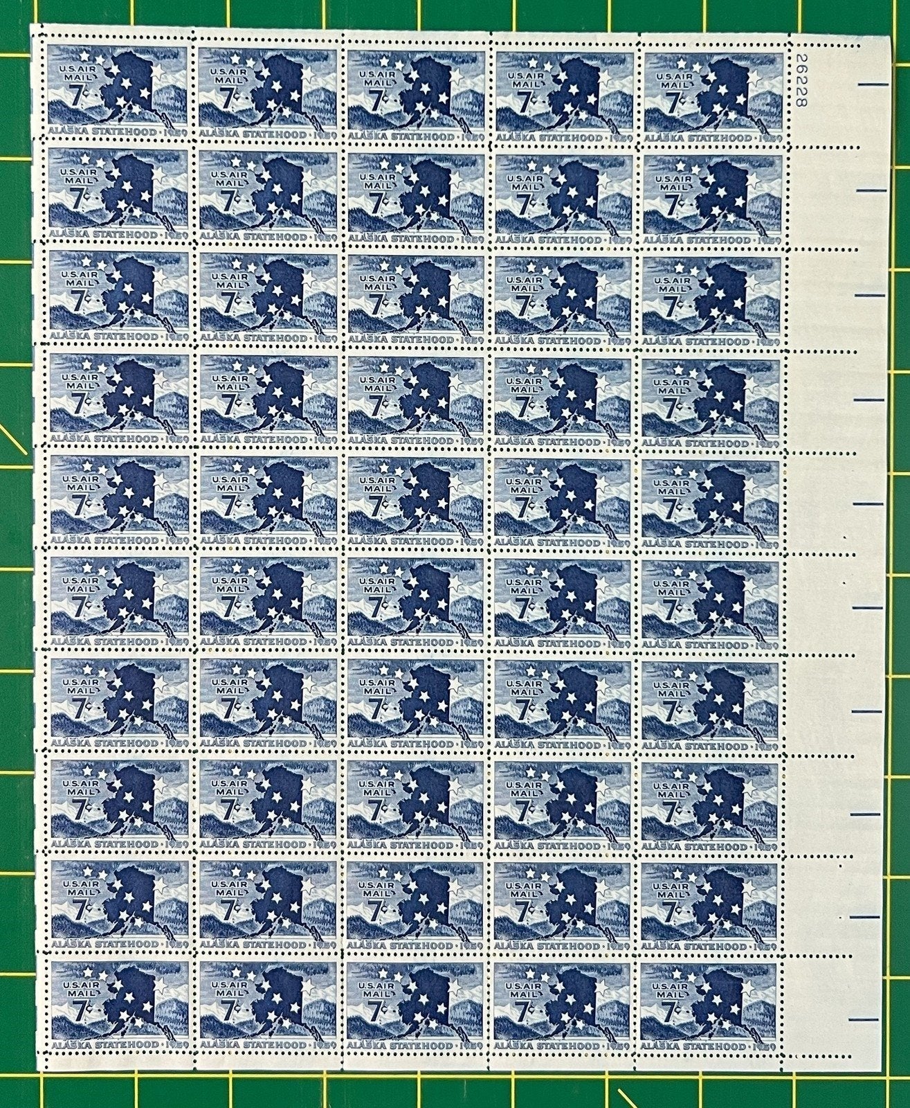 US C53 MNH Sheet 7 Cent Air Mail Alaska Statehood ZAYIX 0825L1599