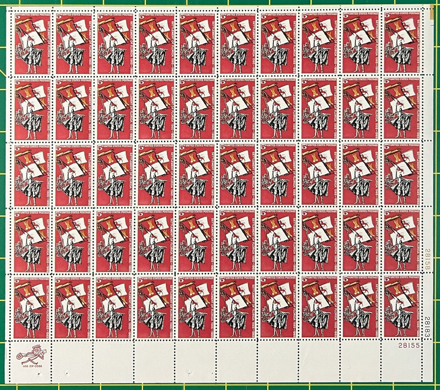 US 1271 MNH Sheet 5 Cent Florida Settlement ZAYIX 0825L1555