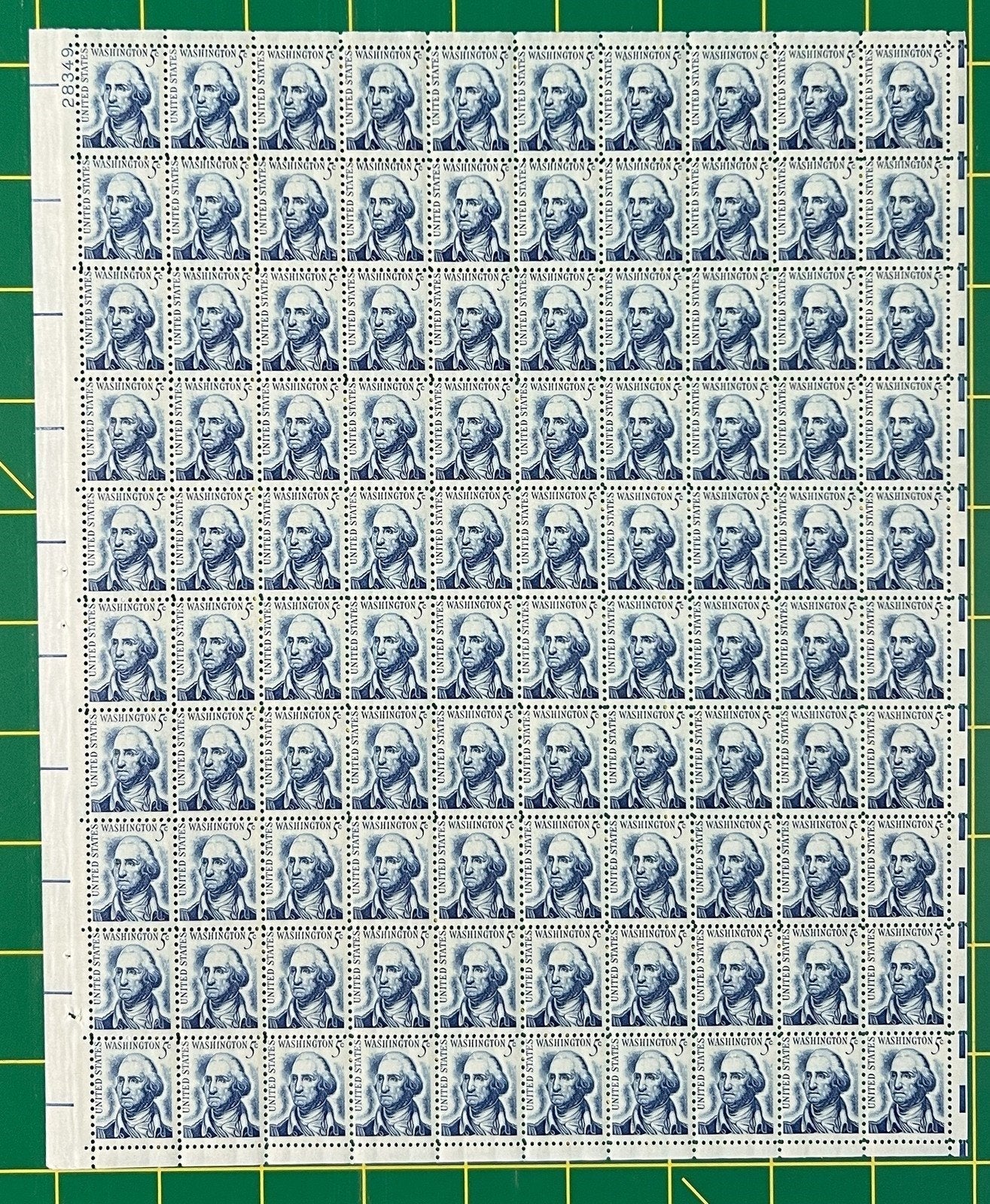 US 1283 MNH Sheet 5 Cent George Washington Dirty Face, untagged ZAYIX 0825L1556