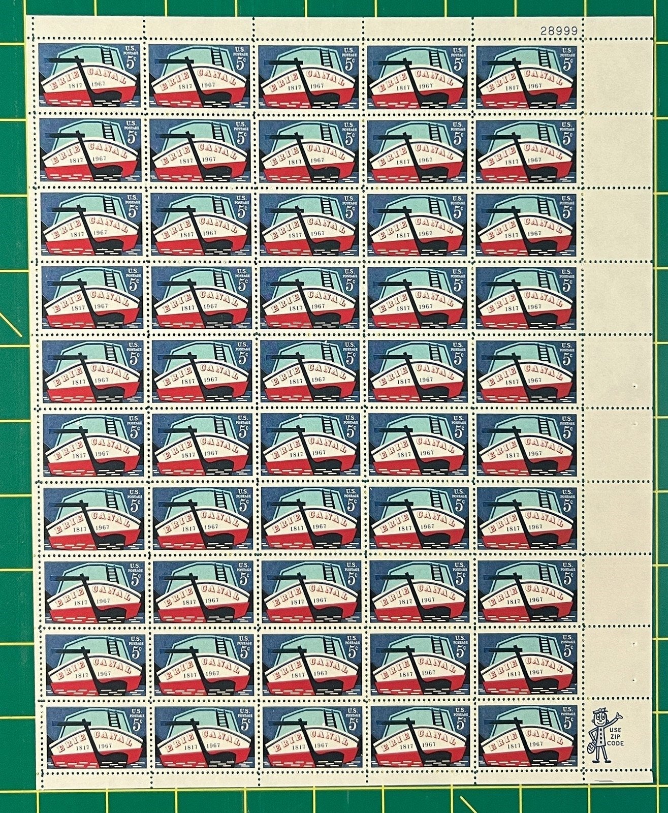 US 1325 MNH Sheet 5 Cent Erie Canal 150th Anniv. ZAYIX 0825L1565